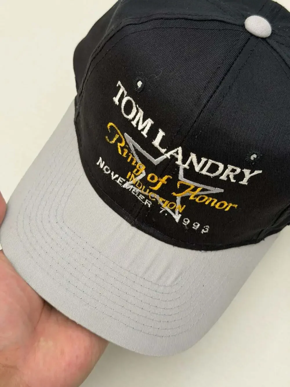 Vintage 90s Tom Landry Ring of Honor Induction 1993 Dallas Cowboys Snapback Hat